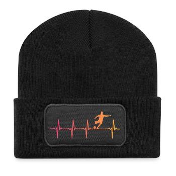 Fußball Sunset Herzschlag Fußballspieler - Recycelte Patch Beanie - Schwarz - Vorne