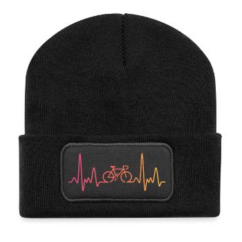 Sonnenuntergang Radfahren Herzschlag Radfahren - Recycelte Patch Beanie - Schwarz - Vorne