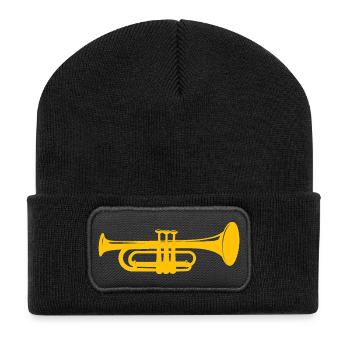 Trompete - Recycelte Patch Beanie - Schwarz - Vorne