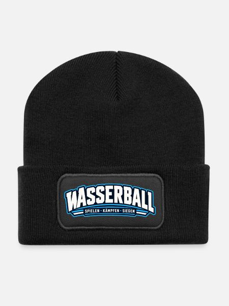 Wasserball Kraft-Logo - Recycelte Patch Beanie - Schwarz