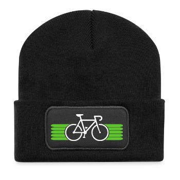 Fahrrad fahren Bike Fahrradfahrer Fahrradfahrerin - Recycelte Patch Beanie - Schwarz - Vorne