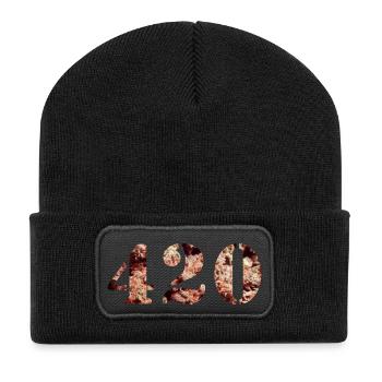 420 Weed - Recycled Patch Beanie - black - Front
