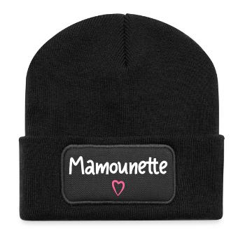 Mamounette cadeau - Beanie recyclé à patch - noir - Devant