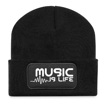 Music is life with pulse - Beanie recyclé à patch - noir - Devant