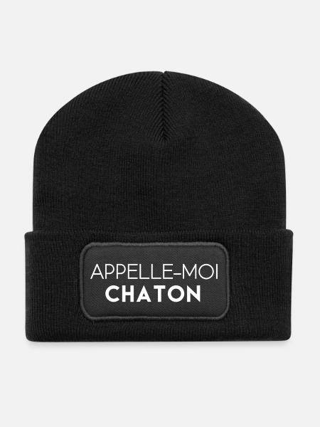 Appelle moi chaton - Beanie recyclé à patch - noir