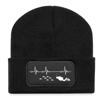 Taucher Taucherin Fische Heartbeat Frequenz Puls - Recycelte Patch Beanie - Schwarz - Vorne