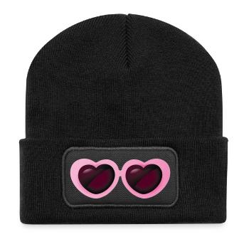 Smiley Heart Sunglasses - Recycelte Patch Beanie - Schwarz - Vorne
