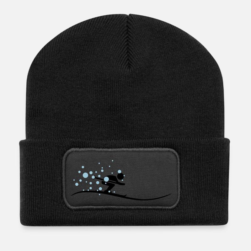 Sport - Skifahrer - Recycelte Patch Beanie - Schwarz