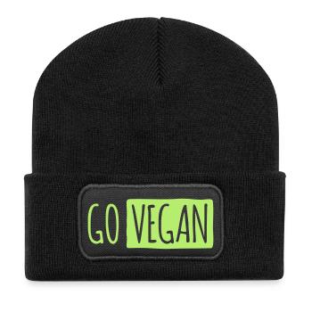 GO VEGAN - Beanie recyclé à patch - noir - Devant