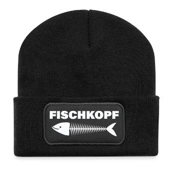 FISCHKOPF - Recycelte Patch Beanie - Schwarz - Vorne