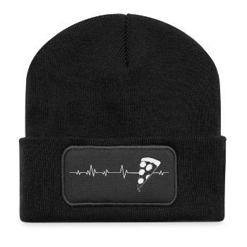 Pizza - Recycelte Patch Beanie - Schwarz - Vorne