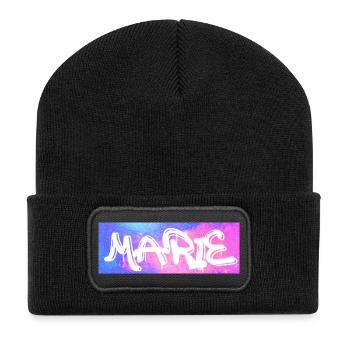 Marie Graffiti Neon Splash - Recycelte Patch Beanie - Schwarz - Vorne