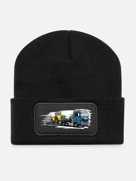Tieflader mit Radlader - Recycelte Patch Beanie - Schwarz