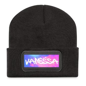 Vanessa Nom Cadeau Idée Cadeau Galaxy - Beanie recyclé à patch - charbon - Devant