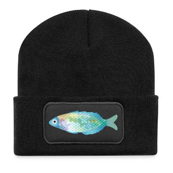 Le poisson coloré brille dans des couleurs délicates - Beanie recyclé à patch - noir - Devant