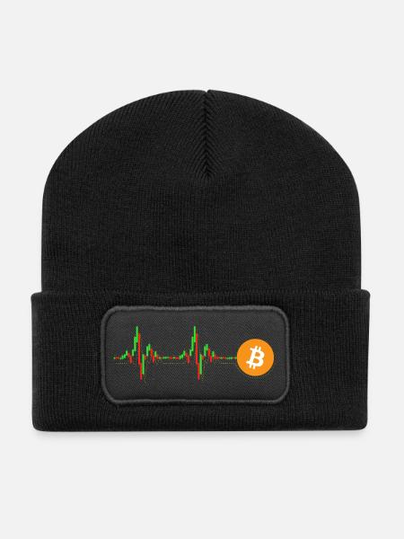 Bitcoin Chart Muster - Recycelte Patch Beanie - Schwarz