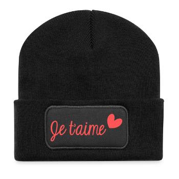 JE T'AIME. SAINT VALENTIN. EVJF. JE T'AIME. I LOVE - Beanie recyclé à patch - noir - Devant