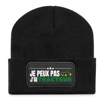 Je Peux Pas J'Ai Tracteur - Beanie recyclé à patch - noir - Devant
