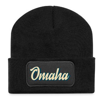 Omaha Script Retro - Recycelte Patch Beanie - Schwarz - Vorne