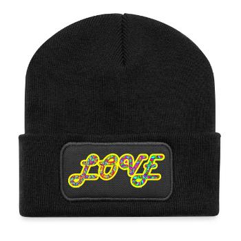 Love - Recycelte Patch Beanie - Schwarz - Vorne