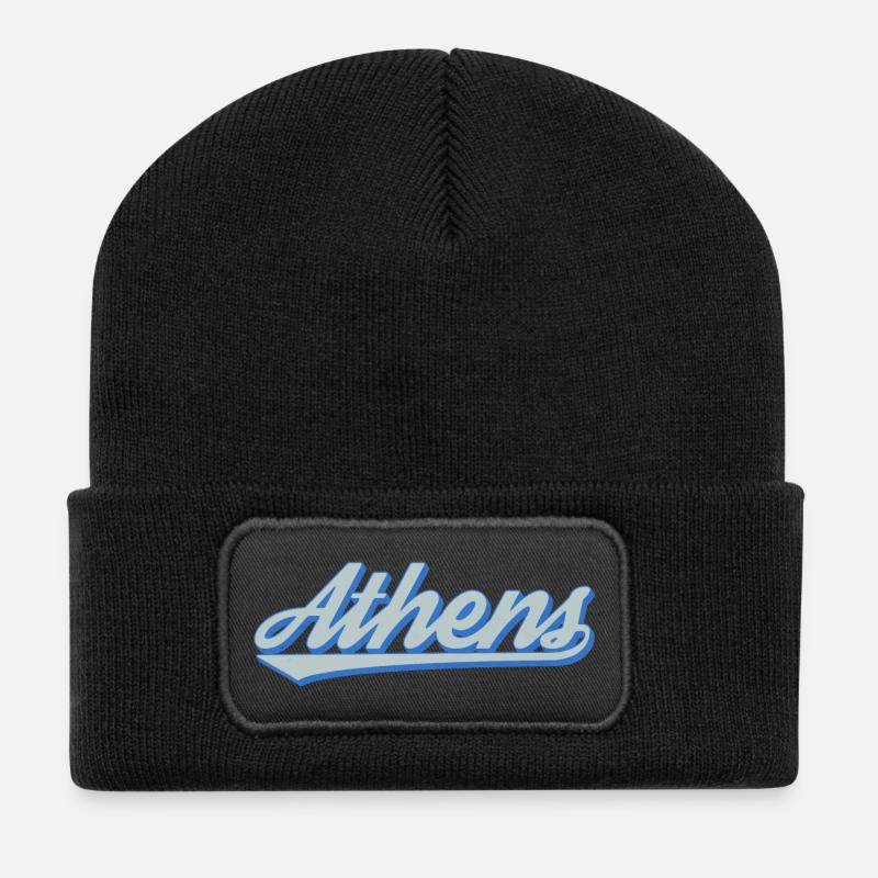 Athens Script Retro - Recycelte Patch Beanie - Schwarz