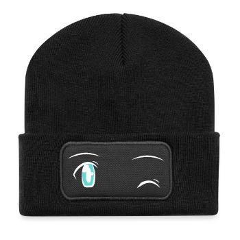 Otakumotive, manga augen - Recycelte Patch Beanie - Schwarz - Vorne