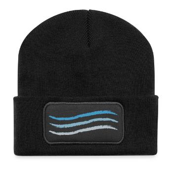 3 lignes sales vague bleue à grise - Beanie recyclé à patch - noir - Devant