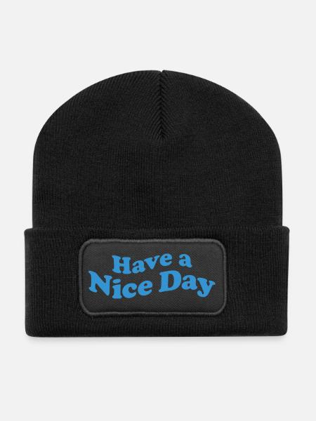 nice day - Recycelte Patch Beanie - Schwarz