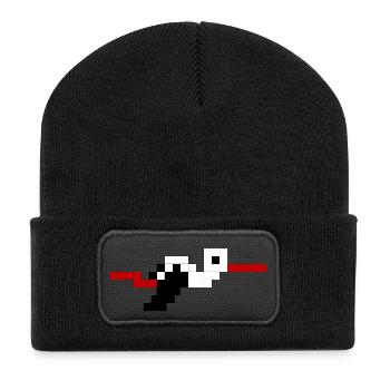 Elsässischer Pixelstorch #tshirtalsace #tshirtcigogne - Recycelte Patch Beanie - Schwarz - Vorne