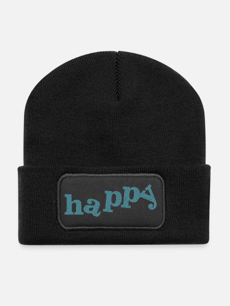 HAPPY - Recycled Patch Beanie - black