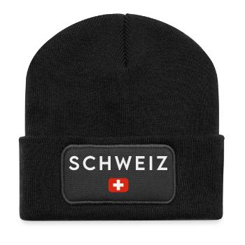 Drapeau de la Suisse, fierté suisse - Beanie recyclé à patch - noir - Devant