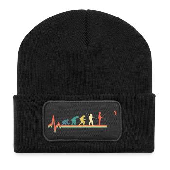 Angeln Angler Evolution Retro Fischer - Recycelte Patch Beanie - Schwarz - Vorne