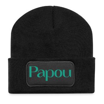 PAPOU. PAPA. FÊTE DES PÈRES. BONNE FÊTE PAPA. - Beanie recyclé à patch - noir - Devant