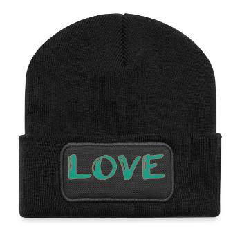 ICH HABE GERADE GEHEIRATET. Junggesellinnenabschied. HEILIGER VALENTINSTAG. PAAR. LIEBE - Recycelte Patch Beanie - Schwarz - Vorne