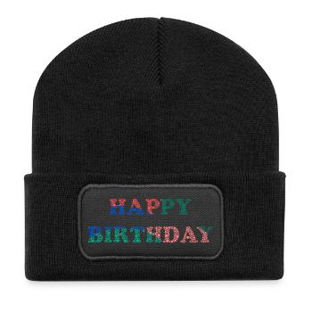ALLES GUTE ZUM GEBURTSTAG. ALLES GUTE ZUM GEBURTSTAG. JAHRESTAG. - Recycelte Patch Beanie - Schwarz - Vorne