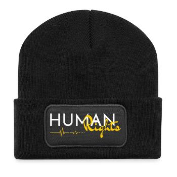 Lebensader zu Menschenrechten - Recycelte Patch Beanie - Schwarz - Vorne