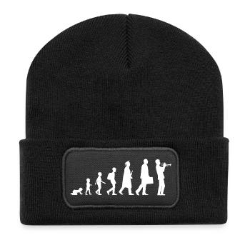 Entwicklung eines Trompeters - Recycelte Patch Beanie - Schwarz - Vorne
