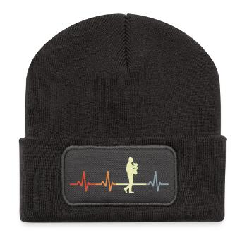 Vintage Waldhorn Herzschlag - Recycelte Patch Beanie - Dunkelgrau - Vorne