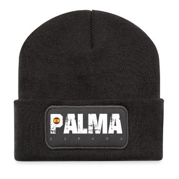 Palma Distressed Text with Spain Flag - Recycled Patch Beanie - dark grey - Front