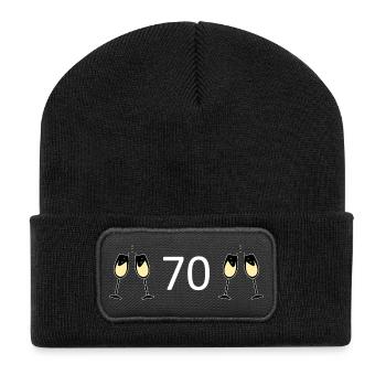 70.Geburtstag 70 Jahre Jubiläum 70 Zahl 70 weiß - Recycelte Patch Beanie - Schwarz - Vorne