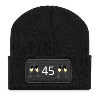 45th Birthday 45th Anniversary 45 Number 45 white - Recycled Patch Beanie - black - Front