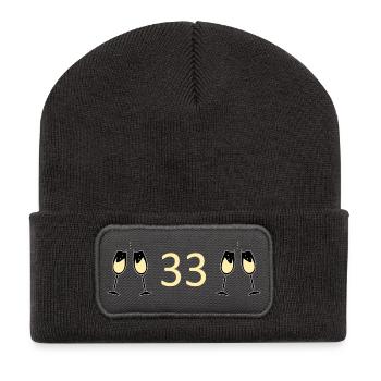 33e anniversaire 33 ans 33 ans numéro 33 - Beanie recyclé à patch - charbon - Devant
