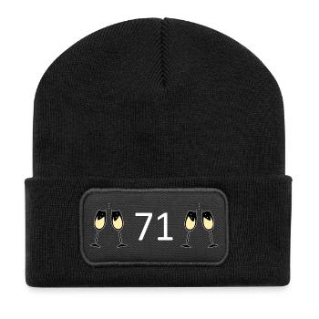 71.Geburtstag 71 Jahre Jubiläum 71 Zahl 71 schwarz - Recycelte Patch Beanie - Schwarz - Vorne