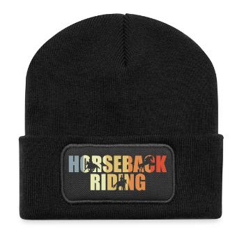 Vintage Reiten - Recycelte Patch Beanie - Schwarz - Vorne