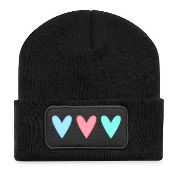 HERZ. VIELEN DANK. GELIEBTE. MEISTER. DANKE HERRIN. - Recycelte Patch Beanie - Schwarz - Vorne
