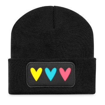 HERZ. VIELEN DANK. GELIEBTE. MEISTER. DANKE HERRIN. - Recycelte Patch Beanie - Schwarz - Vorne