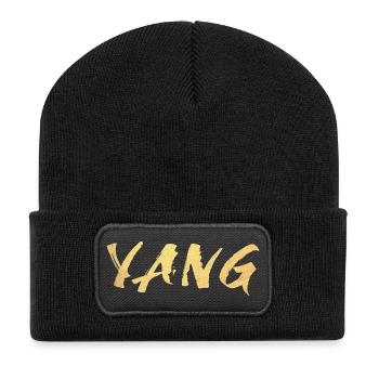Yang Gold Yoga männlich om Namaste Meditation Yogi - Recycelte Patch Beanie - Schwarz - Vorne