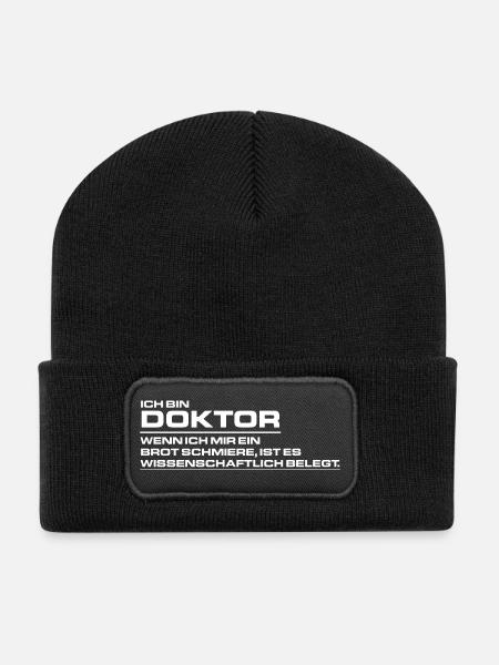Ich bin Doktor - Wenn ich mir ein Brot schmiere - - Recycelte Patch Beanie - Schwarz