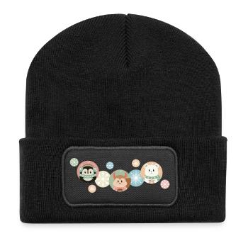 Cute Animals - Christmas Pattern - Recycled Patch Beanie - black - Front