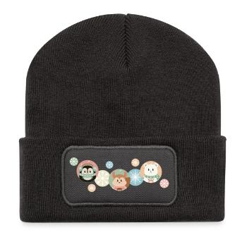 Animaux mignons - Motif de Noël - Beanie recyclé à patch - charbon - Devant